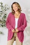 Truedames Full Size Ribbed Cocoon Cardigan In Multi