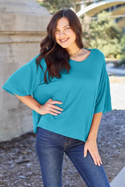 Truedames Full Size Round Neck Drop Shoulder T-shirt In Multi