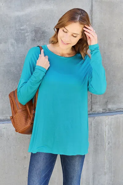 Truedames Full Size Round Neck Dropped Shoulder T-shirt In Blue