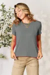 Truedames Full Size Round Neck Short Sleeve T-shirt In Gray