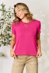Truedames Full Size Round Neck Short Sleeve T-shirt In Pink