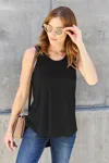 Truedames Full Size Round Neck Tank In Black
