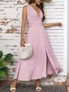 Truedames Full Size Slit V-neck Sleeveless Dress Plus Size In Pink