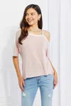 Truedames Full Size Something Simple Cold Shoulder Tee In Pink