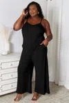 Truedames Full Size Spaghetti Strap V-neck Jumpsuit In Black