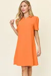 Truedames Full Size Texture Collared Neck Short Sleeve Dress In Multi