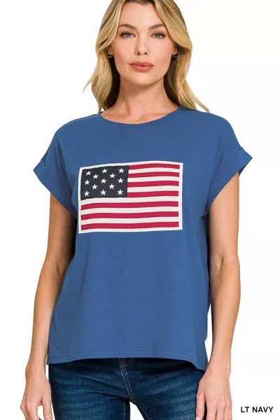 Truedames Full Size Us Flag Round Neck Short Sleeve T-shirt Plus Size In Multi