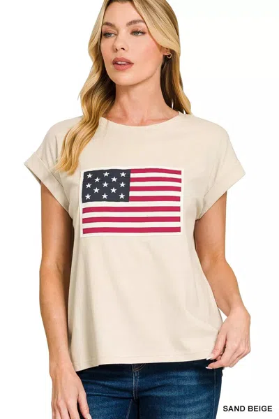 Truedames Full Size Us Flag Round Neck Short Sleeve T-shirt Plus Size In Multi