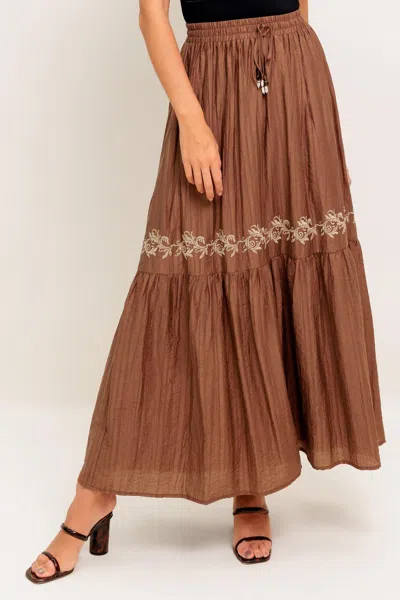 Truedames Full Speed Ahead Brown Woven Maxi Skirt