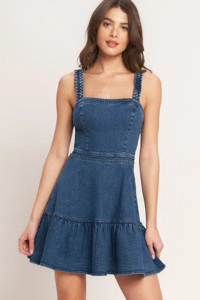 Truedames Functional Seaming Denim Mini Dress In Blue