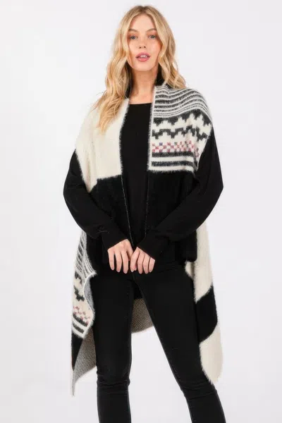 Truedames Fuzzy Aztec Pattern Vest In Black
