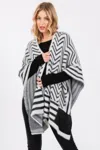 Truedames Fuzzy Chevron Pattern Ruana Poncho In Multi