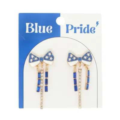 Truedames Game Day Starred Bow Fringe Earrings In Gold