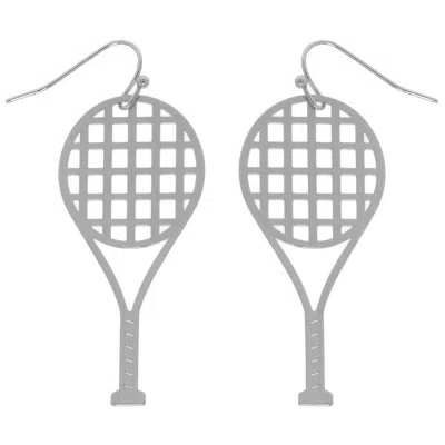Truedames Game Day Tennis Racket Earrings In Silver