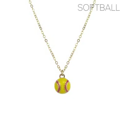 Truedames Gameday Baseball Softball Pendant Necklace In Yellow
