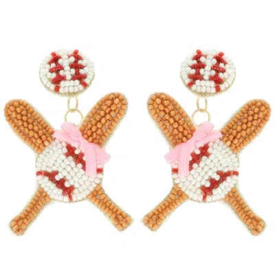 Truedames Gameday Baseball Theme Post Dangle Earrings In Gold