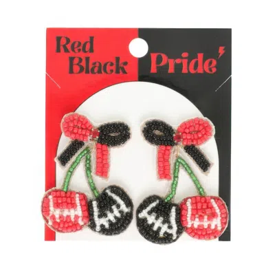 Truedames Gameday Cherry Heart Football Earrings In Multi