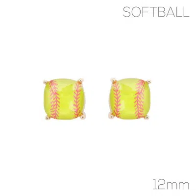 Truedames Gameday Cushion Cut Softball Earrings In Yellow