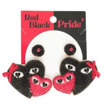 Truedames Gameday Football Heart Post Earrings In Red