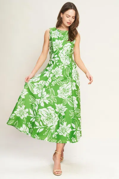 Truedames Garden Goddess Woven Midi Dress In Green