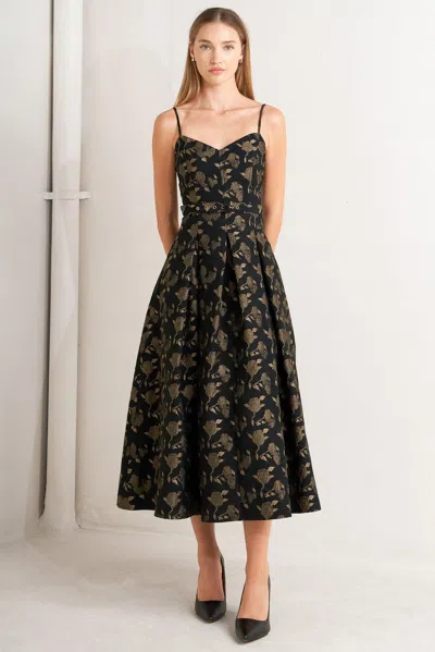 Truedames Garden Opera Woven Midi Dress In Black