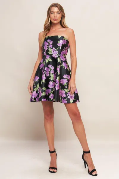 Truedames Garden Party Chic Woven Mini Dress In Black