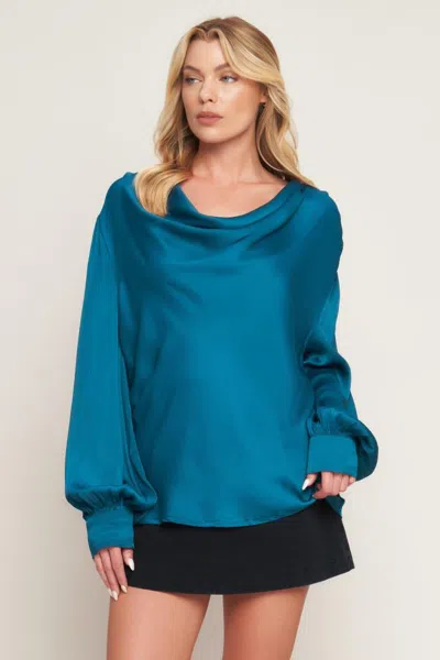 Truedames Garden Sensation Satin Top In Blue