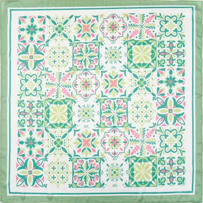 Truedames Garden Tile Mosaic Print Square Bandana Scarf In Multi