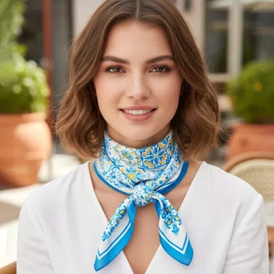 Truedames Garden Tile Mosaic Print Square Bandana Scarf In Purple