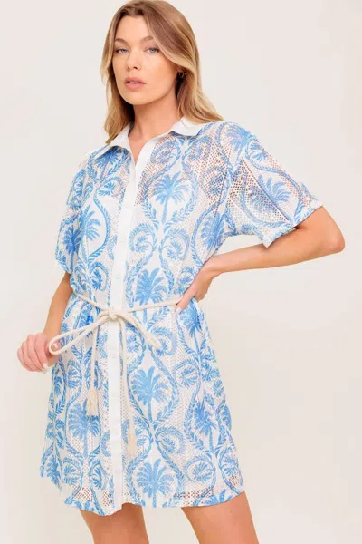 Truedames Gentle Spirit Woven Lace Mini Dress In Blue