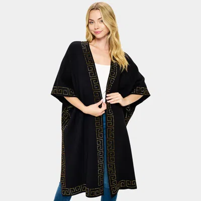 Truedames Geo Pattern Poncho In Black