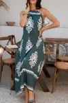 Truedames Geo Print Halter Sleeveless Loose Fit Dress In Gray