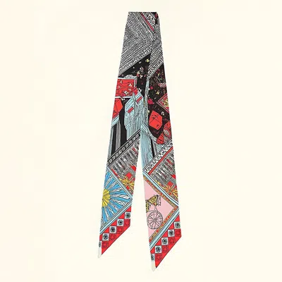Truedames Geometric Architectural Pattern Printed Twilly Skinny Scarf In Multi