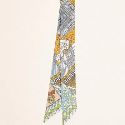 Truedames Geometric Architectural Pattern Printed Twilly Skinny Scarf In Multi
