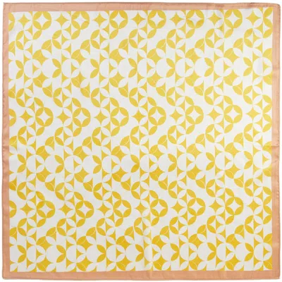 Truedames Geometric Circle Pattern Square Bandana Scarf In Yellow