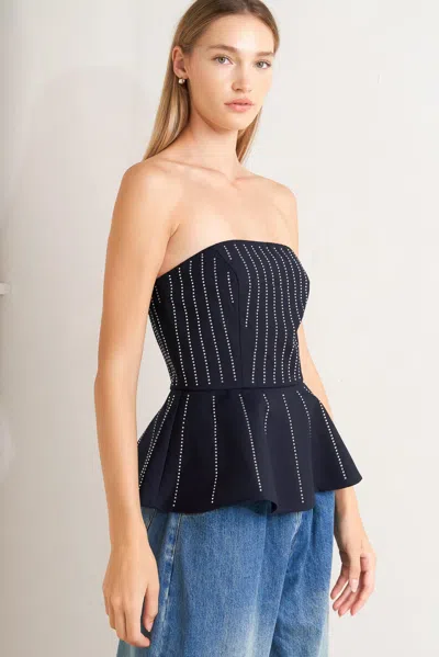 Truedames Geometric Edge Woven Top In Blue