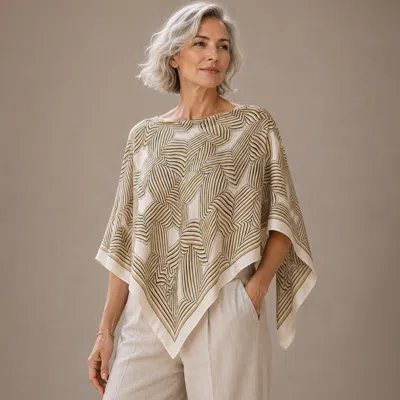 Truedames Geometric Maze Print Scarf Poncho In Brown