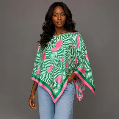 Truedames Geometric Maze Print Scarf Poncho In Multi