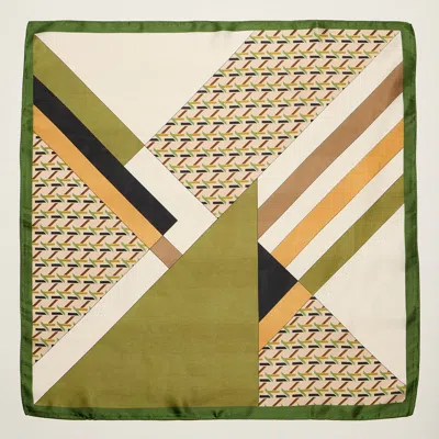 Truedames Geometric Patchwork Print Square Bandana Scarf In Green