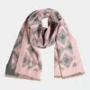 Truedames Geometric Pattern Fringe Oblong Scarf In Pink
