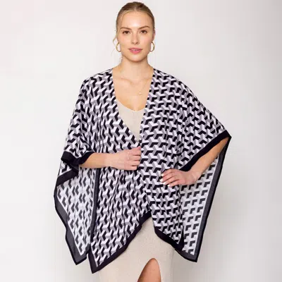 Truedames Geometric Pattern Print Ruana Poncho In Purple