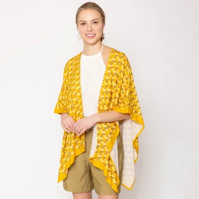 Truedames Geometric Pattern Print Ruana Poncho In Yellow