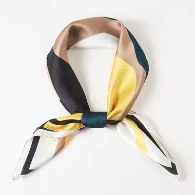 Truedames Geometric Pattern Printed Square Silky Satin Bandana Scarf In Purple