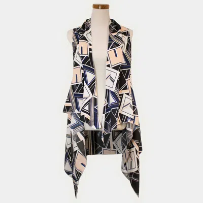 Truedames Geometric Pattern Scarf Vest In Black
