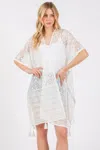 Truedames Geometric Pattern Tassel Cover Up Poncho In White