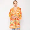 Truedames Geometric Print Cover Up Poncho In Orange