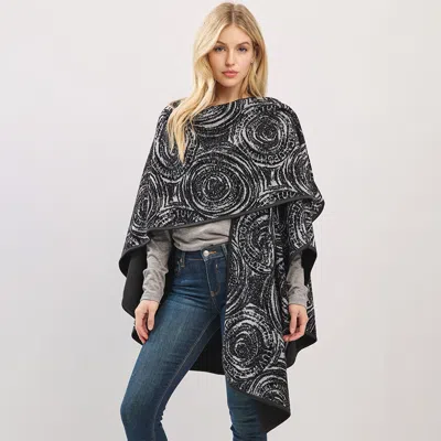 Truedames Geometric Print Poncho Wrap In Black