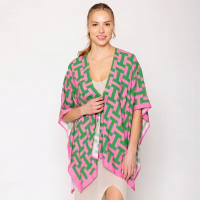Truedames Geometric Print Ruana Poncho In Multi