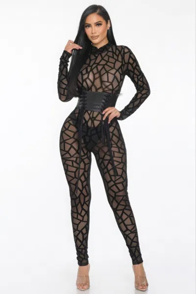 Truedames Geometric Printed Jersey Jumpsuit In Black