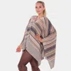 Truedames Geometric Stripe Lace Up Detail Poncho In Green